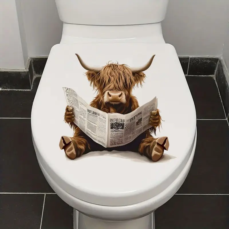 

Yak Reading Newspaper Wall Sticker Bathroom Toilet Decor Living Room Cabinet Refrigerator Home Decoration Decals Stickers M1397