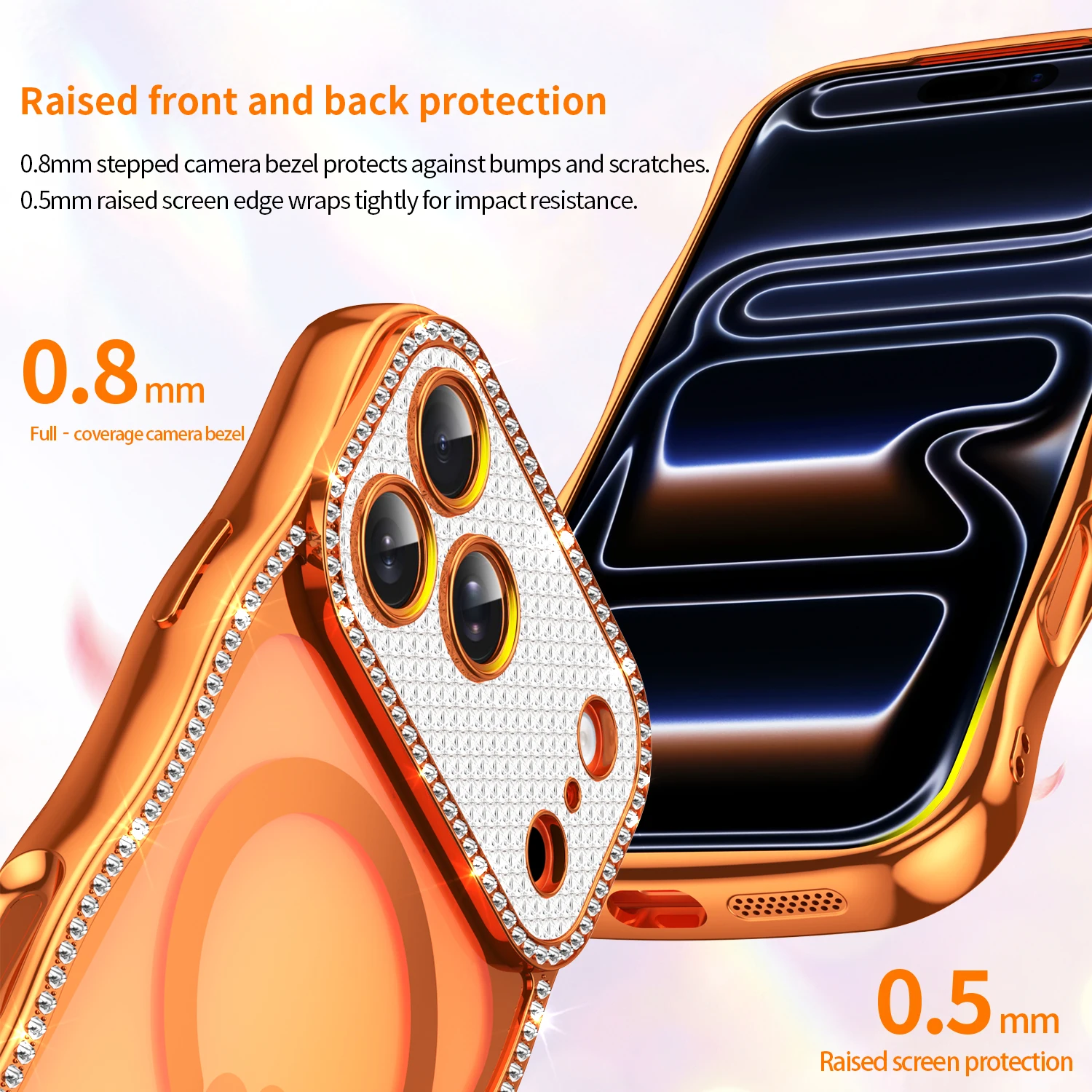 Wave Bling Diamond Clear Magnetic Case for IPhone Air 17 16 15 14 13 Pro Max Plus IPhone17 i17 Magsafe Mac Safe Women Girl Cover view 4