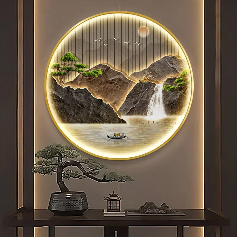 

Luxury Round LED Wall Light - Lustre Hanging Painting Mural Lamp for Corridor, Living Room and Bedroom Home Decor Lighting