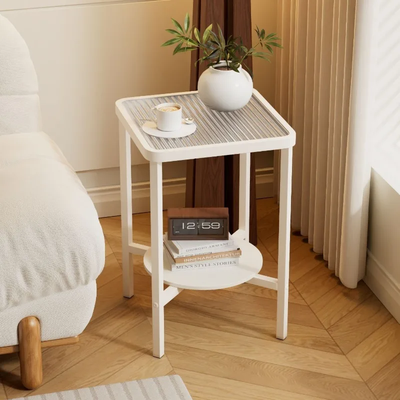 ep-Modern simple sofa side table household tempered glass square coffee table wrought iron طاولات قهوه مودرن Interior furniture-