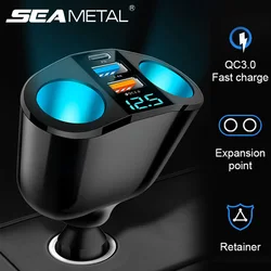 SEAMETAL PD+QC3.0 Car Phone Charger 12V/24V Universal Auto Cigarette Lighter Adapter Type-C USB Socket Fast Charging Car Charger
