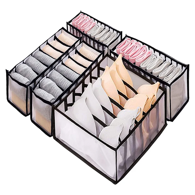 3Pcs/set Underwear Drawer Organizer Storage Box Foldable Closet Organizers Drawer Divider Storage Boxes for Underpants Socks Bra