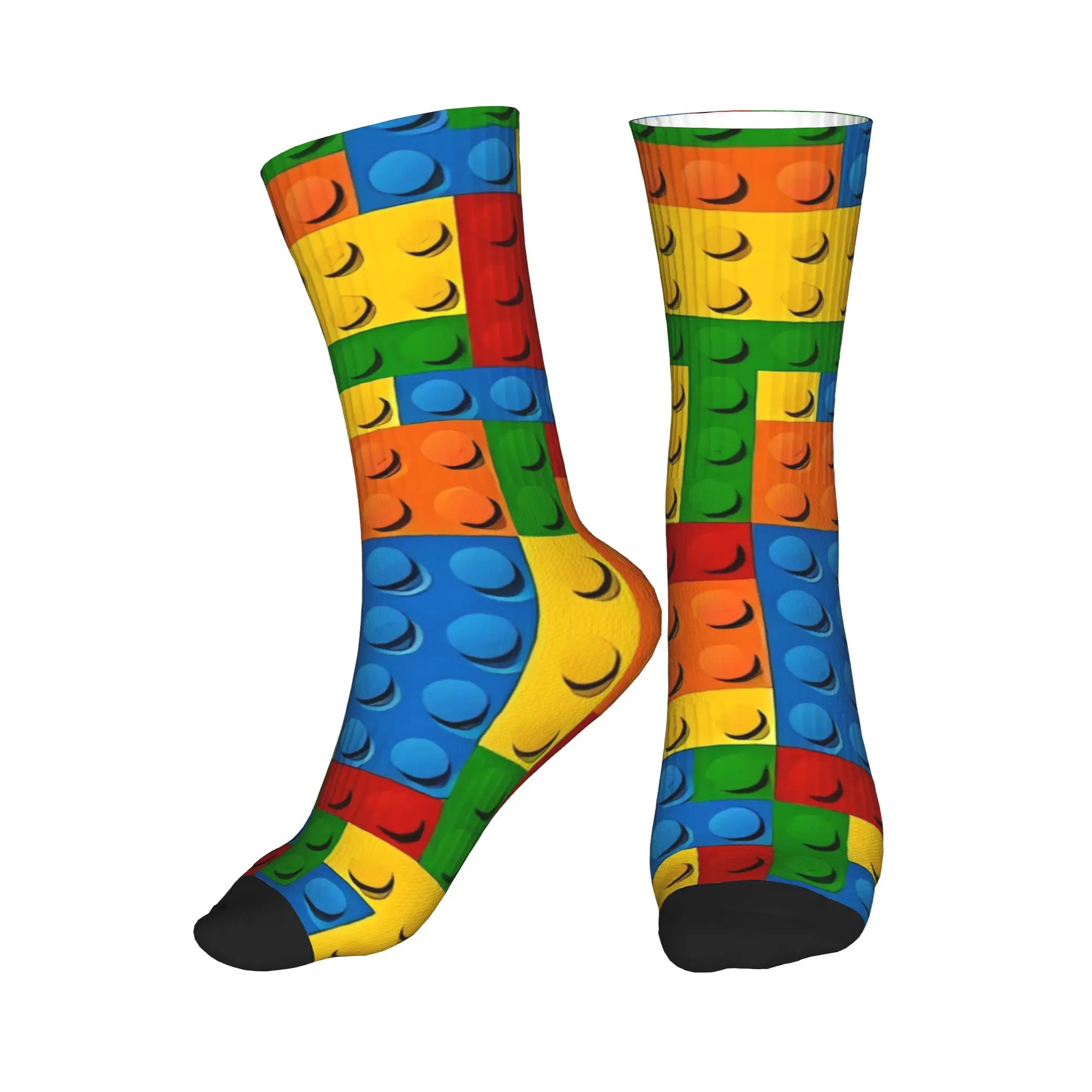 Compact Primary Color Building Blocks Socks  Elegant Stockings Spring Non Slip Unisex Men Socks Quality Printed Climbing Socks