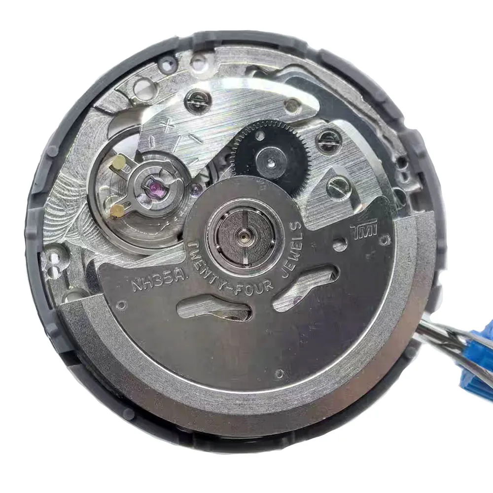 حركة ساعة NH35A-6 جديدة مستوردة من اليابان عجلة التاريخ الأبيض NH35 الميكانيكية المتقدمة مع 24 أحجار كريمة لف أوتوماتيكي