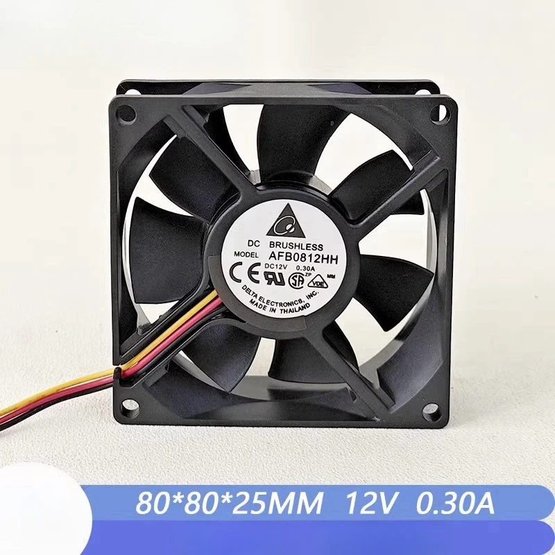 New original AFB0812HH 8025 12V 0.30A 8CM 2-wire 3-wire dual ball bearing high air flow cooling fan