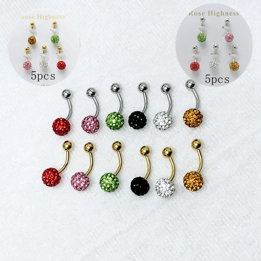 

Shambhala multi-color mud ball pierced navel stainless steel pierced jewelry