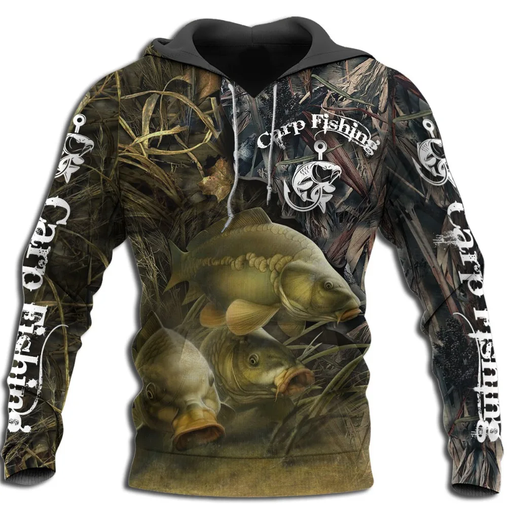 Sweat-shirt Harajuku imprimé en 3D pour hommes, sweat à capuche Cool Carp Fishing, pull décontracté unisexe, mode 2024