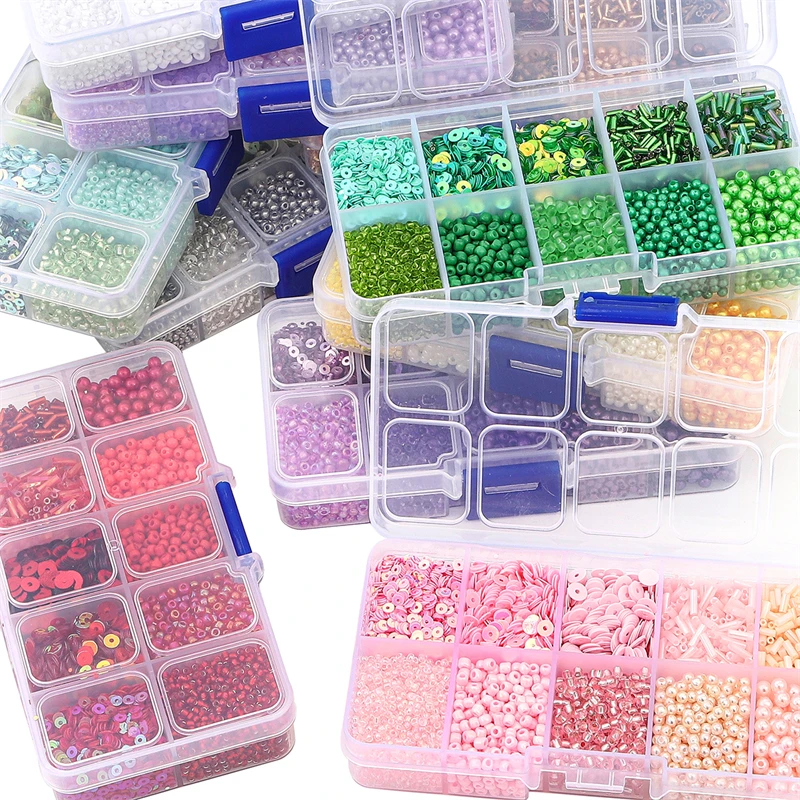 Small Czech Crystal Glass Seed Bead Sequin Box Charm Alphabet Beads Set For DIY Embroidery Bracelet Earrings Jewelry Making