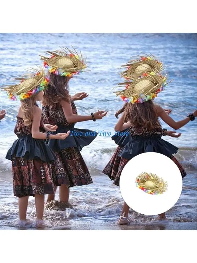 

HX6F Plant Fiber Hat Suitable For Various Head Sizes Studded Garland