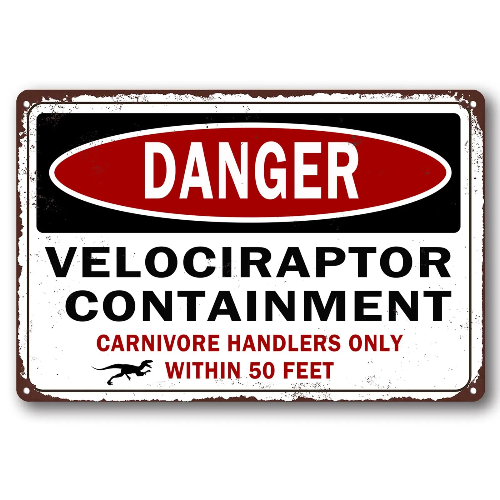 Danger Velociraptor Containment Dinosaur Park banner Decor Movie Memorabilia Poster Warning Metal Aluminum Sign sign