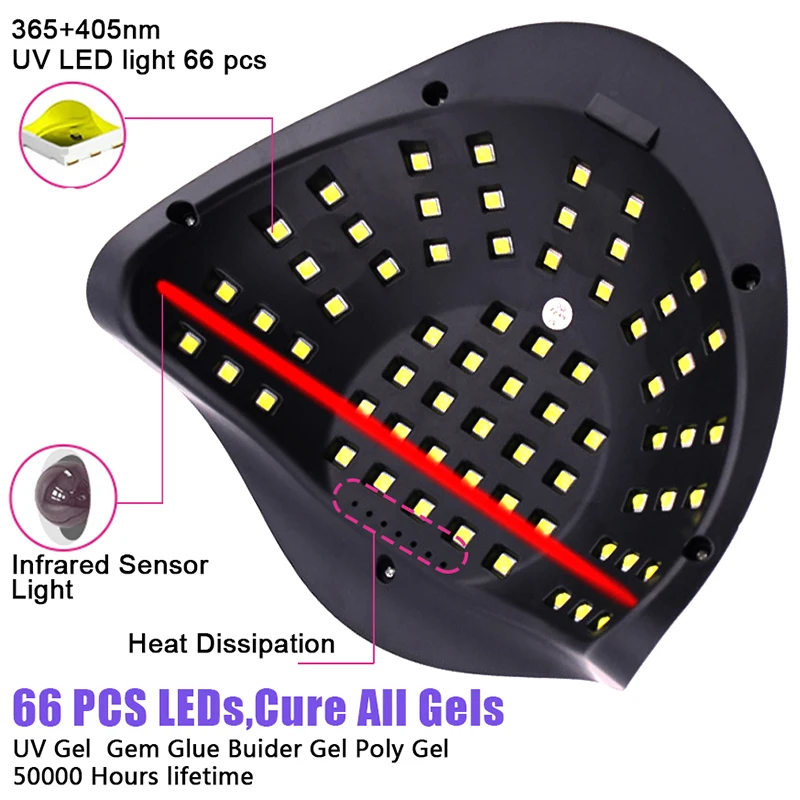 LED مصباح للأظافر مانيكير باديكير التجفيف المحمولة مع ذكي التعريفي العلاج بالضوء المهنية الأشعة فوق البنفسجية مسمار مصباح مانيكير