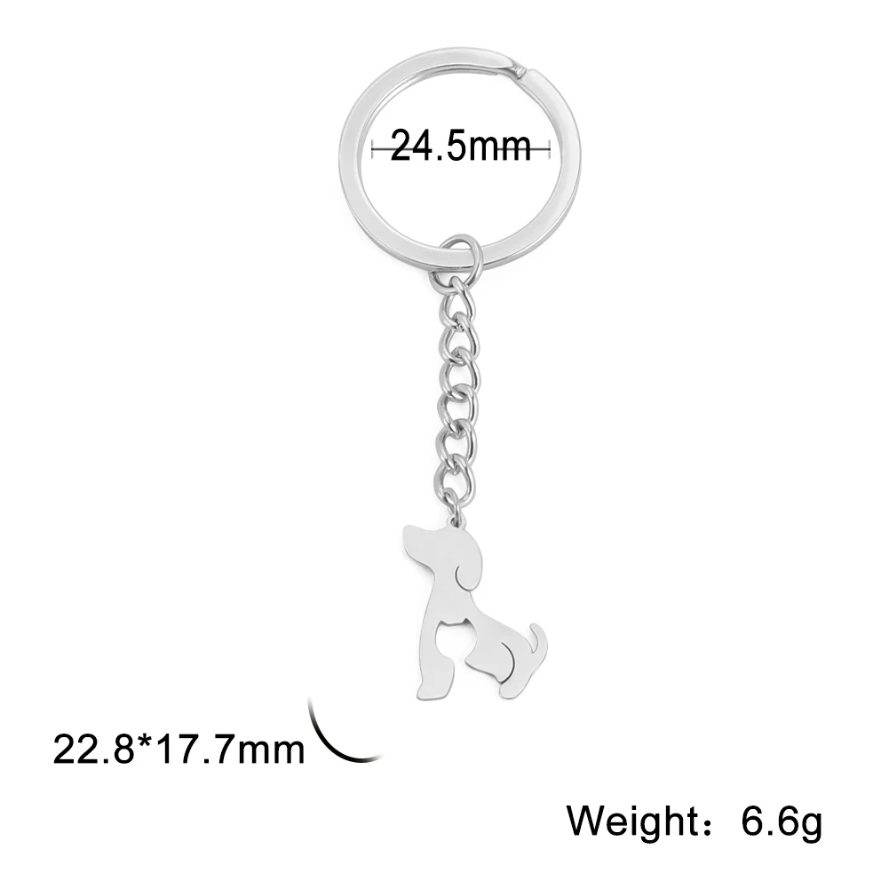 Cute Love Dog Pendant Keychain Stainless Steel Men\'s and Women\'s Pet Dogs Family Anniversary Jewelry Gift Wholesale