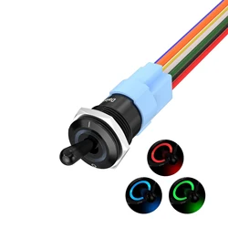 DaierTek Lighted Toggle Switch 12V Waterproof RGB LED Marine Toggle Switch 16MM 12V 20A Heavy Duty Metal Toggle Rocker Switch