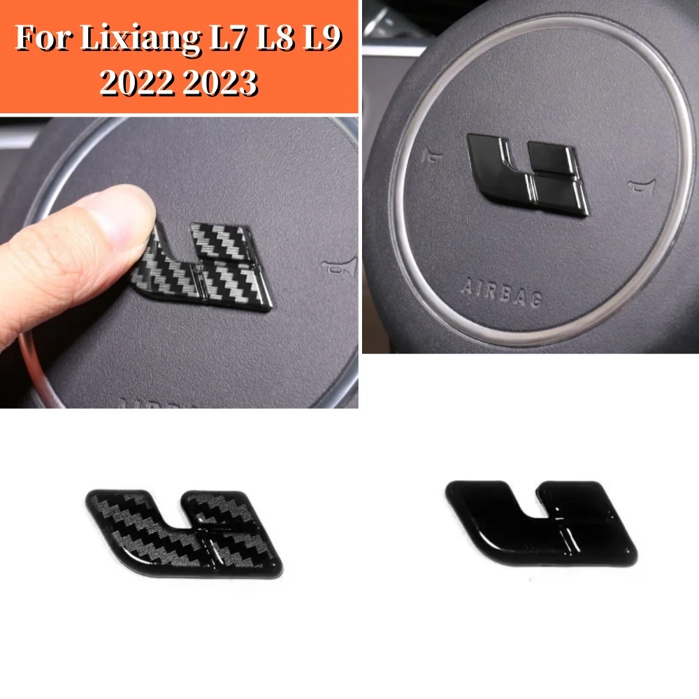 

For Li LiXiang L7 L8 L9 2022 2023 ABS Carbon Black Steering Wheel Logo Decorative Sticker Front Rear Car Logo Patch Accessories