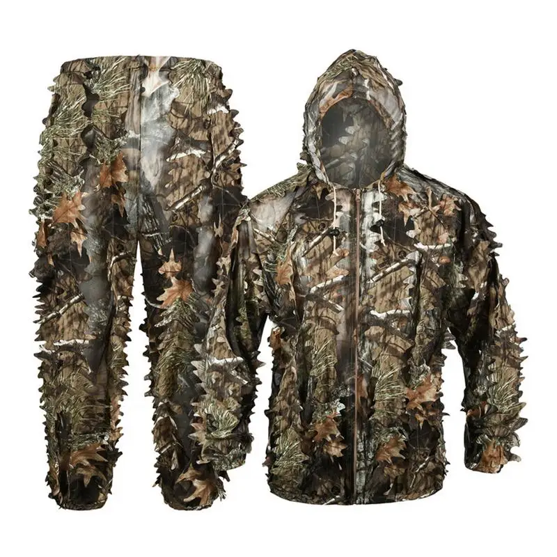 Outdoor Ghillie Suit Camouflage Clothes Jungle Suit CS Training Leaves Clothing Hunting Suit Pants Hooded Jacket Men Women Kids
