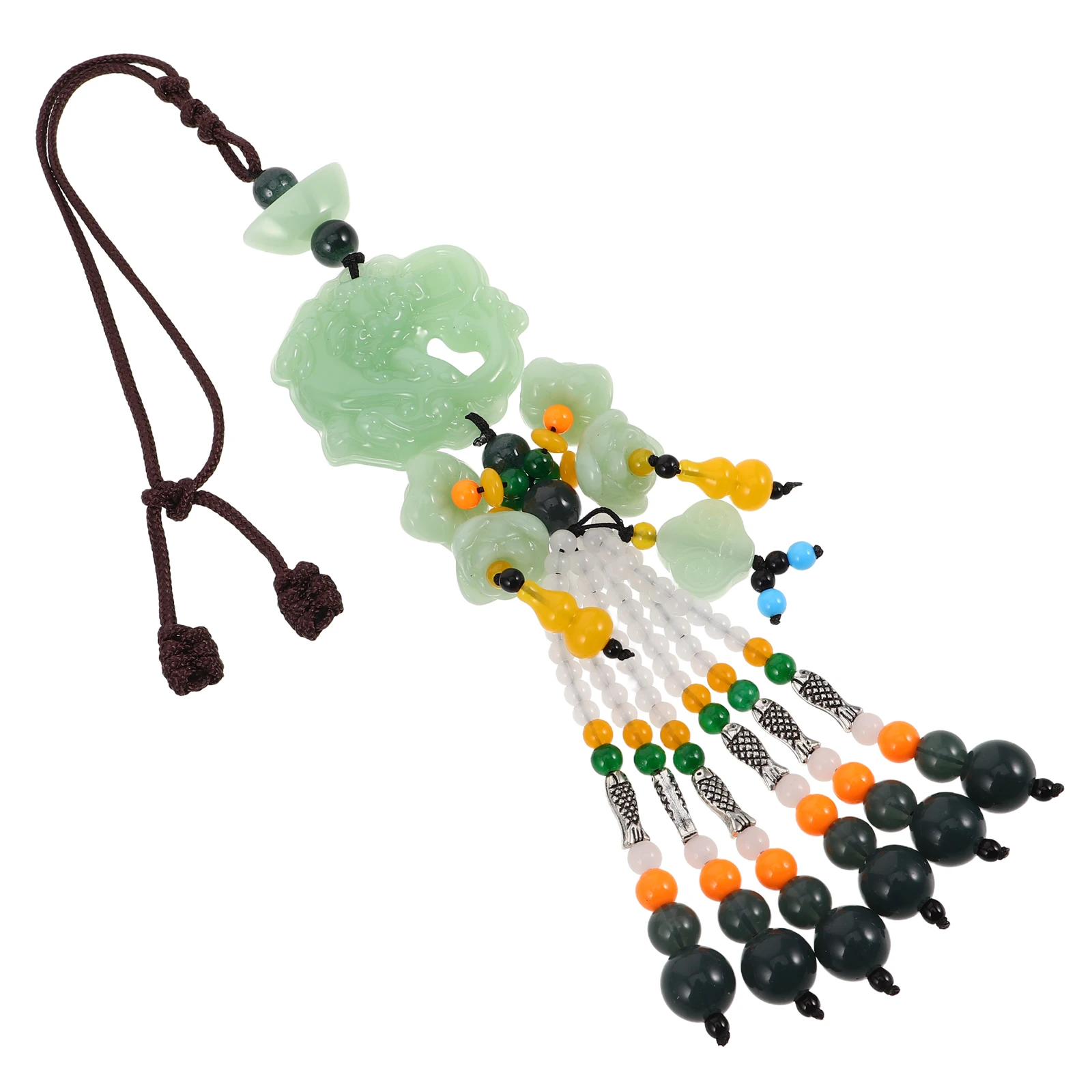 

Gourd Crystal Feng Shui Car Charm Decoration Green Lotus Glass Hanging Lucky Amulet Rearview Mirror Dangle Chinese Style