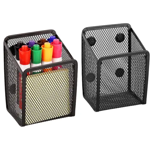1Pc Magnetic Mesh Pencil Holder Desk Organizer Container For Office Home