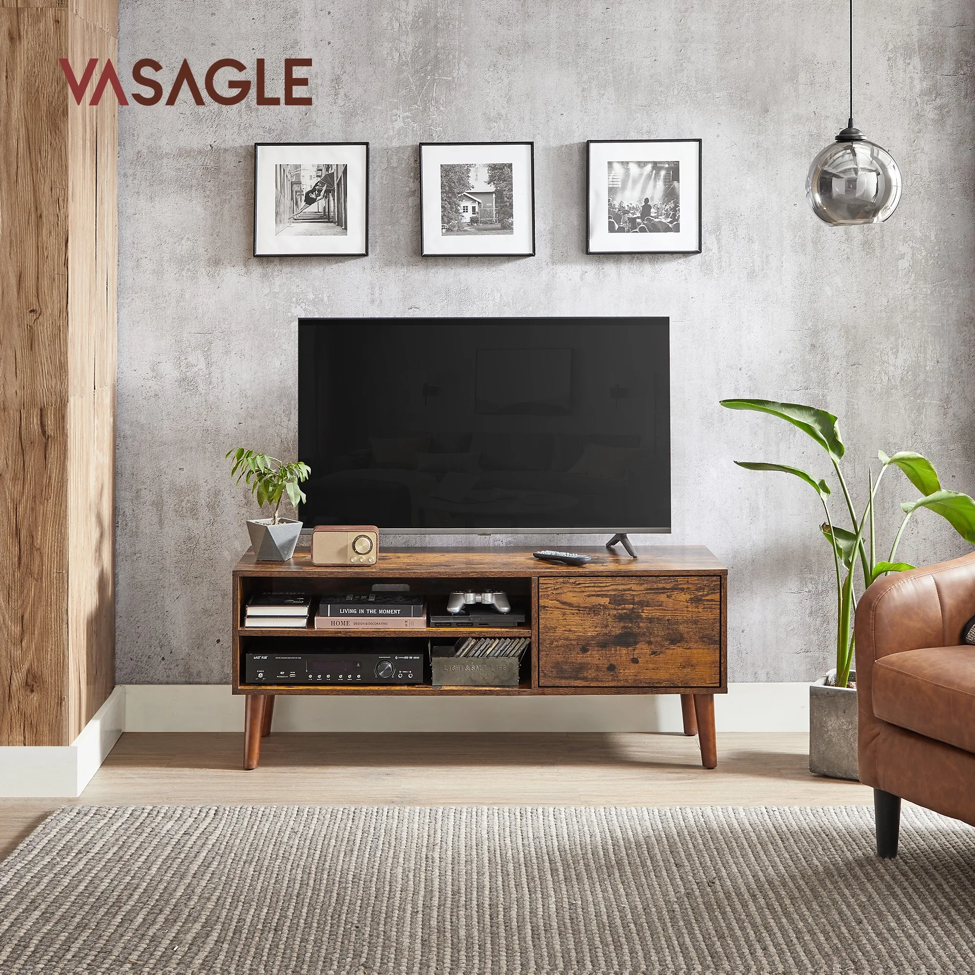 VASAGLE TV Stand: 120 cm long, fits TVs up to 55