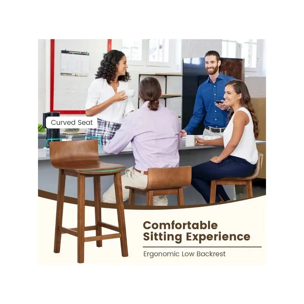 เก้าอี้บาร์ขนาด 24.5 นิ้ว ชุด 2 ตัว, เก้าอี้บาร์สูงระดับเคาน์เตอร์พร้อมพนักพิงต่ำและที่วางเท้า, เก้าอี้บาร์ไม้สไตล์ฟาร์มเฮาส์, เก้าอี้บาร์ไม้แบบไม่มีที่วางแขน