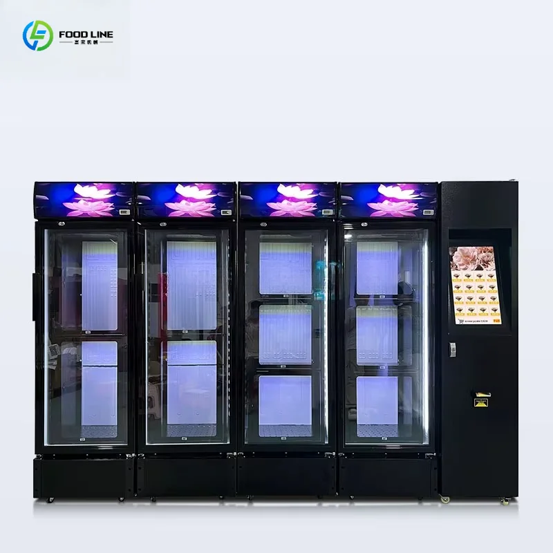 FL Unmanned Retail 10/12 Grids Floral Vending Machine Transparent Window Flower Vending Machine for Subway Customized