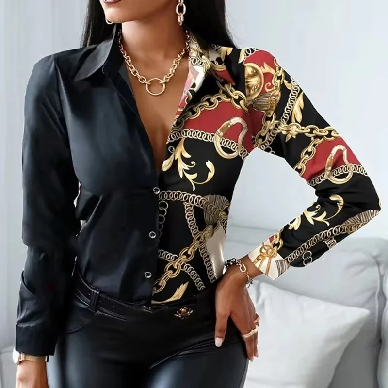 Casual Blouse Met Lange Mouwen Vintage Kleding Lente Nieuw Kantoor Dame Turn Down Kraag Luipaardprint Shirt Mode Gestreepte Tops 18972
