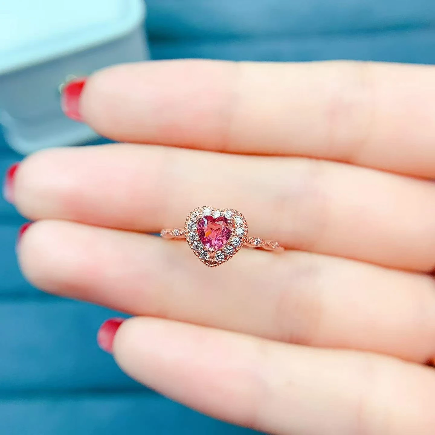 Luxury Multicolor Tourmaline Silver Ring  8 Pieces 3mm*4mm Natural Tourmaline Jewelry with Certificate October Birthstone Ring - view 6