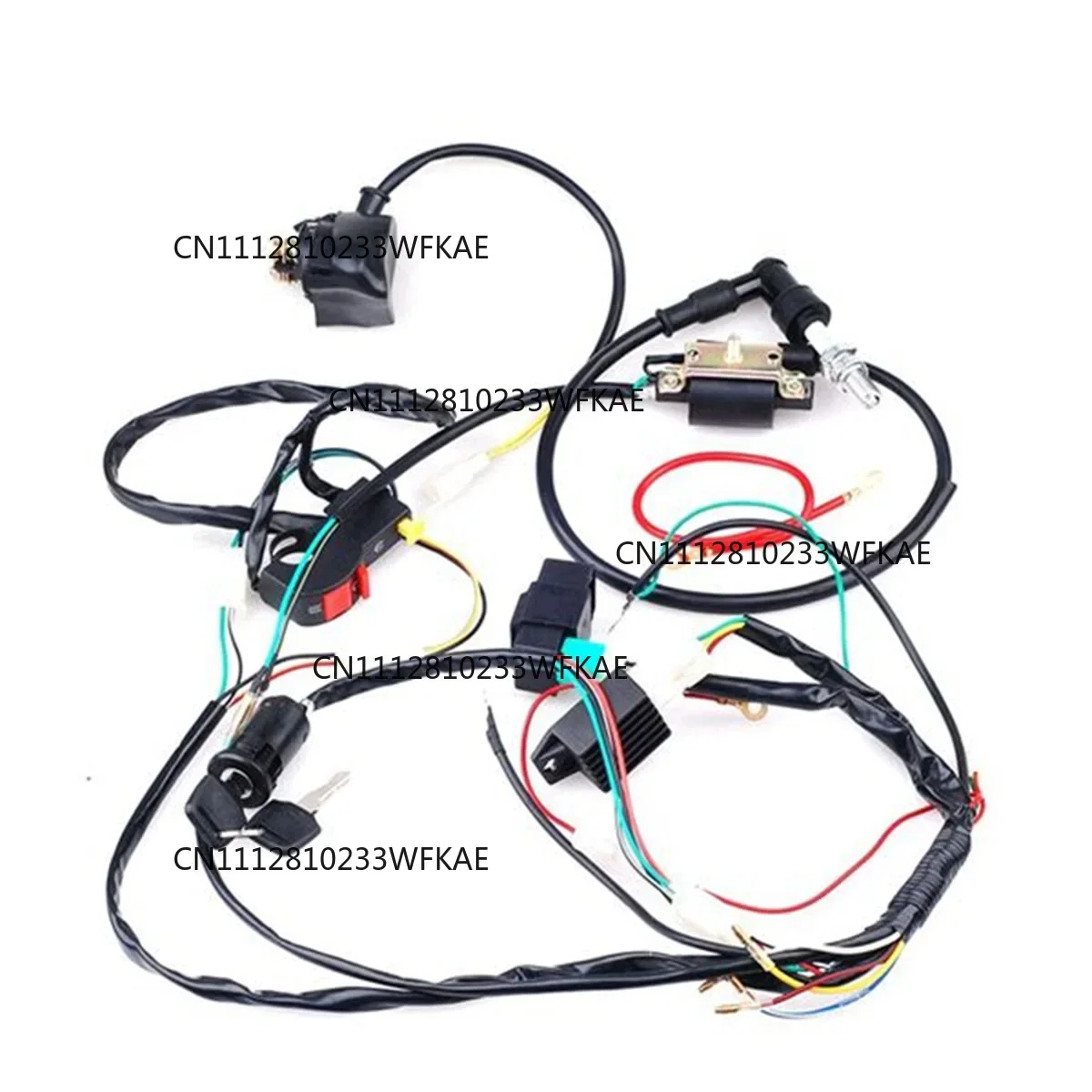 Wiring Harness CDI Ignition Coil Kit for 50cc 70cc 90cc 110cc ATV Electric Quad Vehicle, Full Vehicle Circuit Ignition