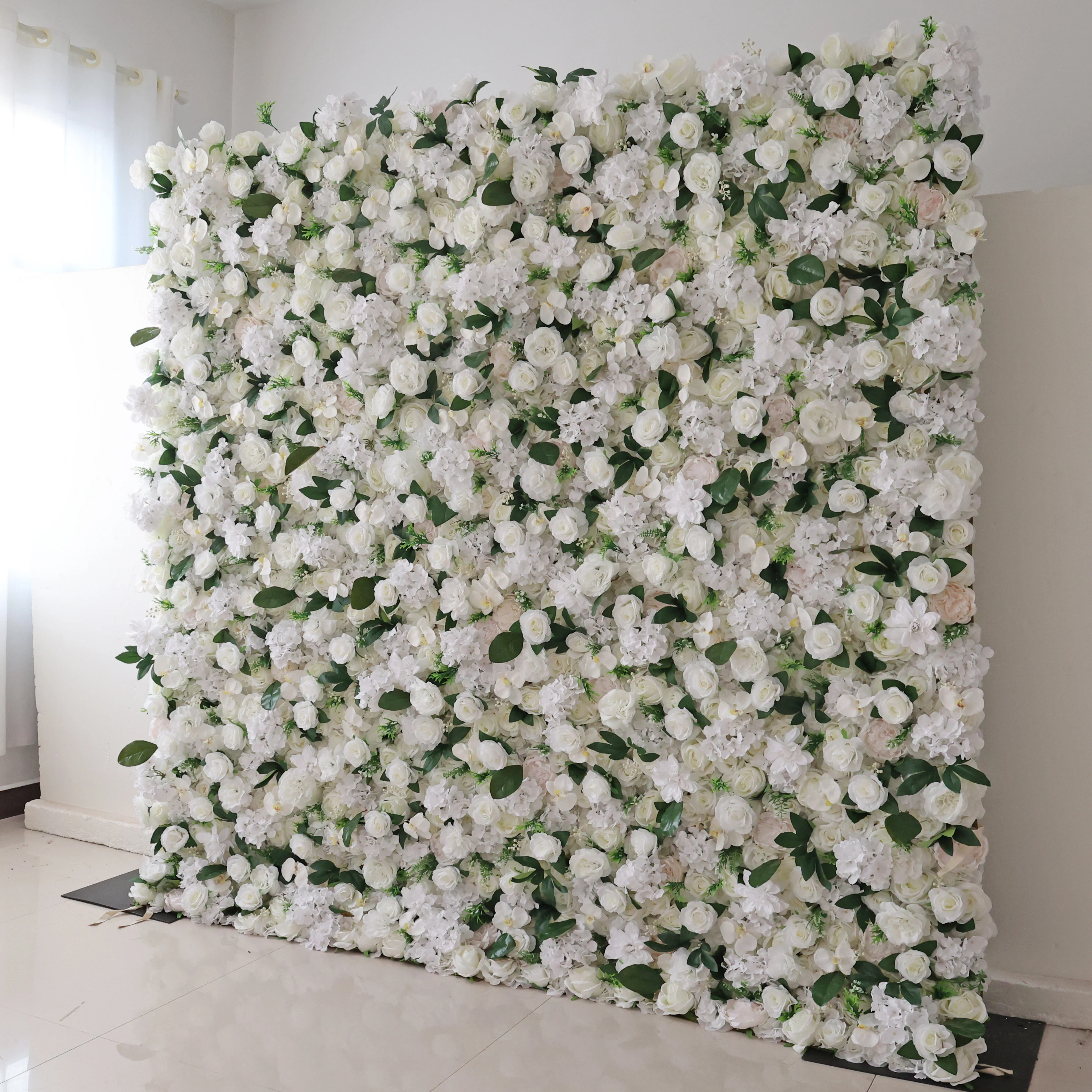 Imagem -02 - Yuliflower Custom 3d Tecido Flor Painel de Parede Decoração de Móveis de Casamento Faux Silk Rose Flor Fundo