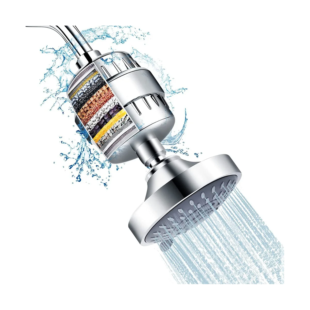 Filtered Shower Head, High Pressure 5 Spray Modes Shower Head with Filters, 16 Stage Shower Head Filter for Hard Water