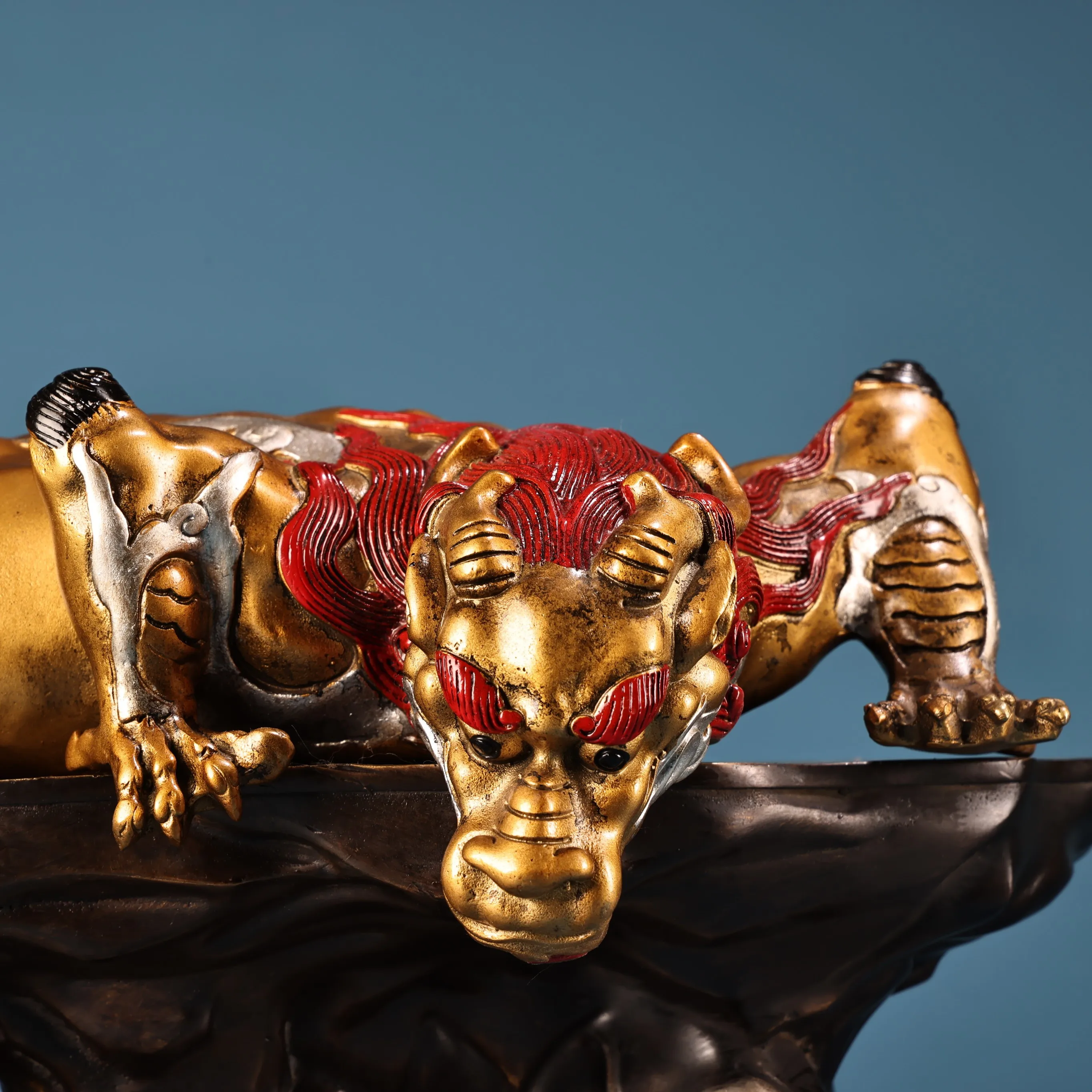 Folk Old Bronze Painted GARUDA Pattern Backlight Vajrasattva Dorje Sempa Buddha Terrace Amitabha Worship Hall