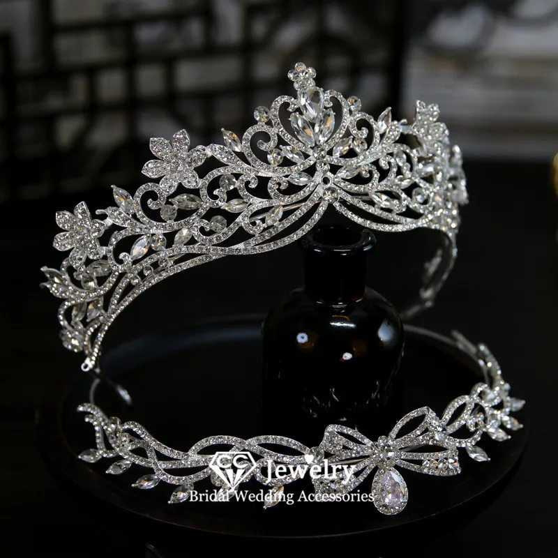 CC Sparkly Crowns Women Hair Accessories Wedding Headpiece Engagement Hairwear Separable Diadems Bridal Dress Jewelry Gift AN507