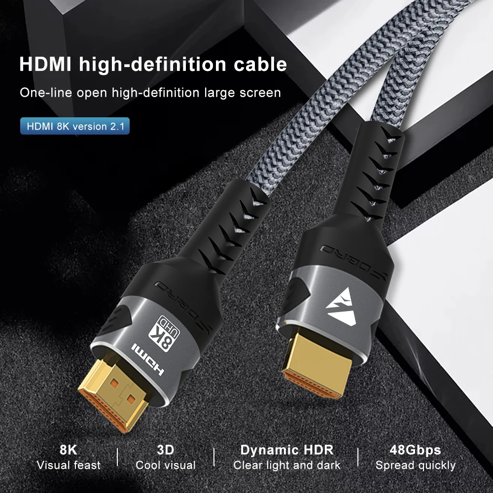 Kabel 8K HDMI 2.1 48Gbps Ultra High Speed 4K@120Hz 8K@60Hz 48Gbps Adapter do RTX 3080 eARC HDR Kabel wideo PC Laptop TV Box ﻿