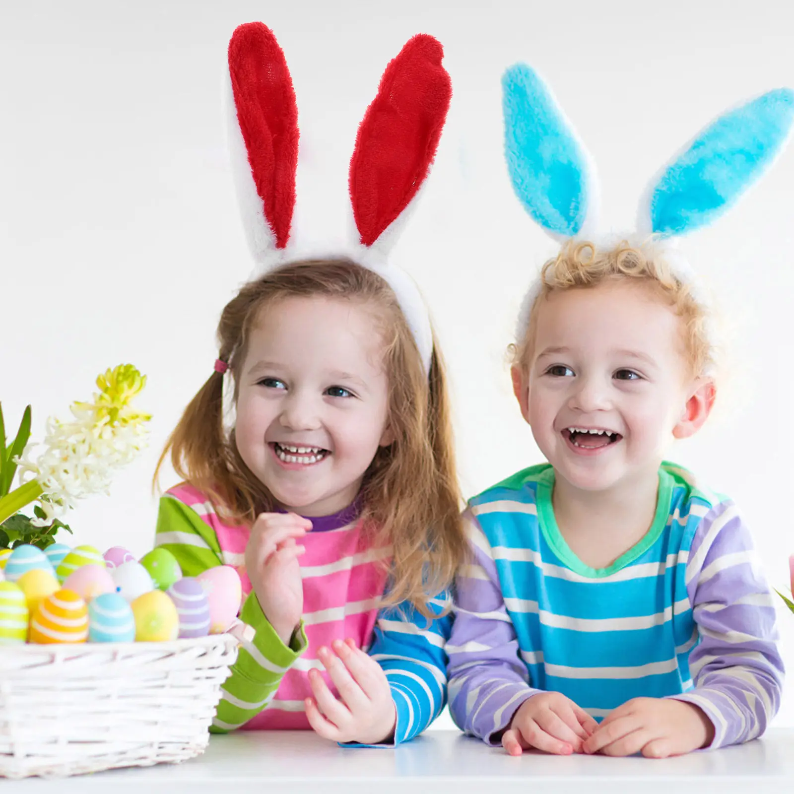 10pcs Rabbit Ears Headbands Easter Hair Accessories Bunny Clasp Stage Party Costume Hoops Random Color Lightweight