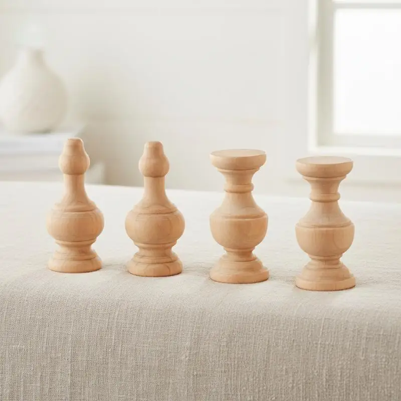 4pcs Small Bridge Solid Wood Balusters For Home Decor Craft Projects Furniture Stabilizers Wood Crafts Dining