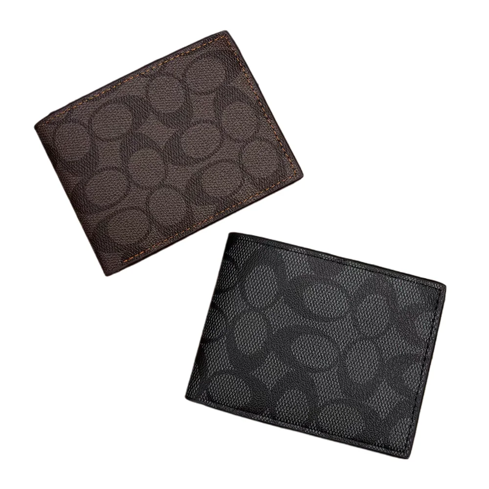 2026 Embossed Men's Bifold Wallet Compact Multi Card Slots Coin Pocket PU Leather Business Short Purse