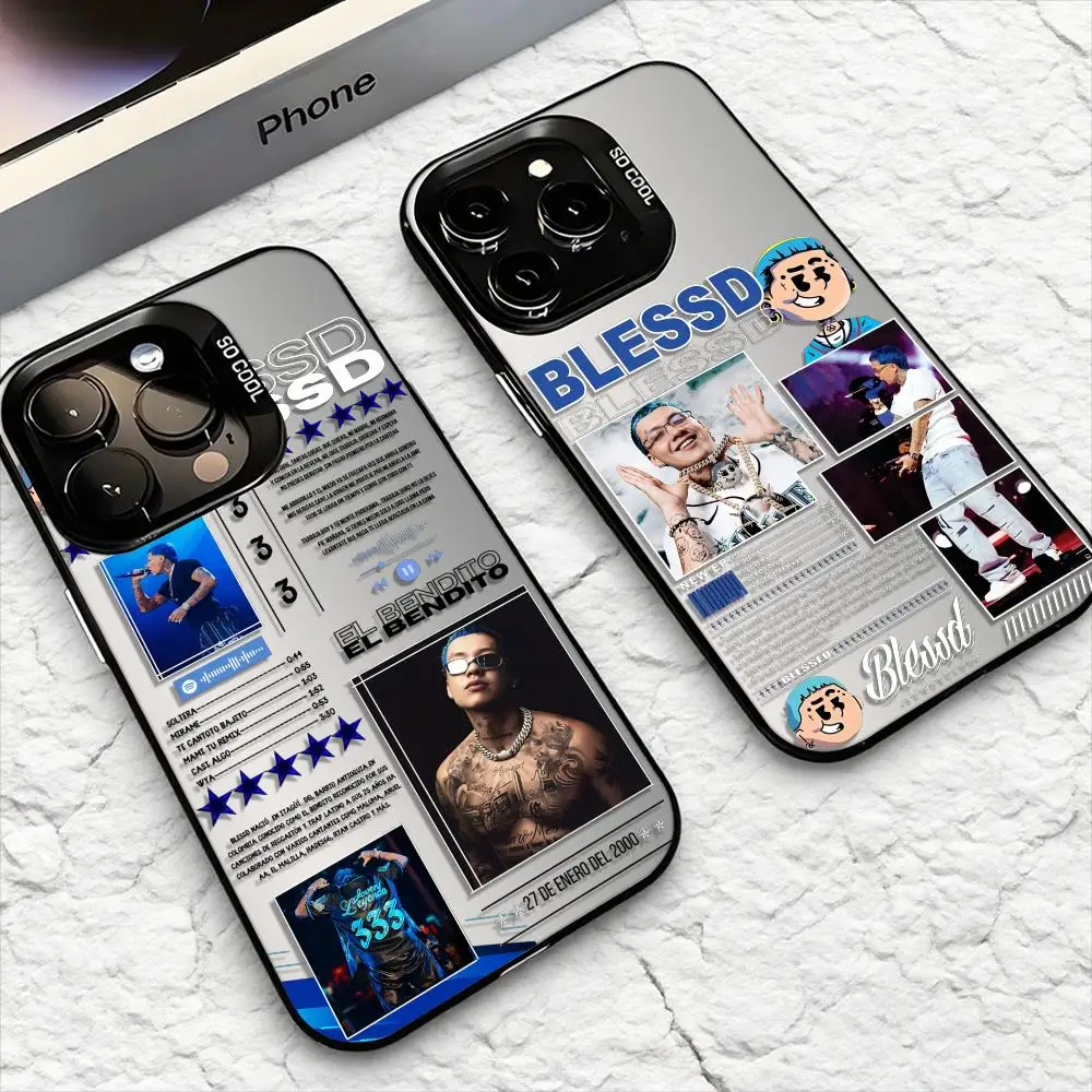B-Blessd CantanteS الراب جراب هاتف آيفون 17 16 15 14 13 12 11 برو ماكس الهواء ماتي ليزر أورورا للصدمات فوندا بيكباكا