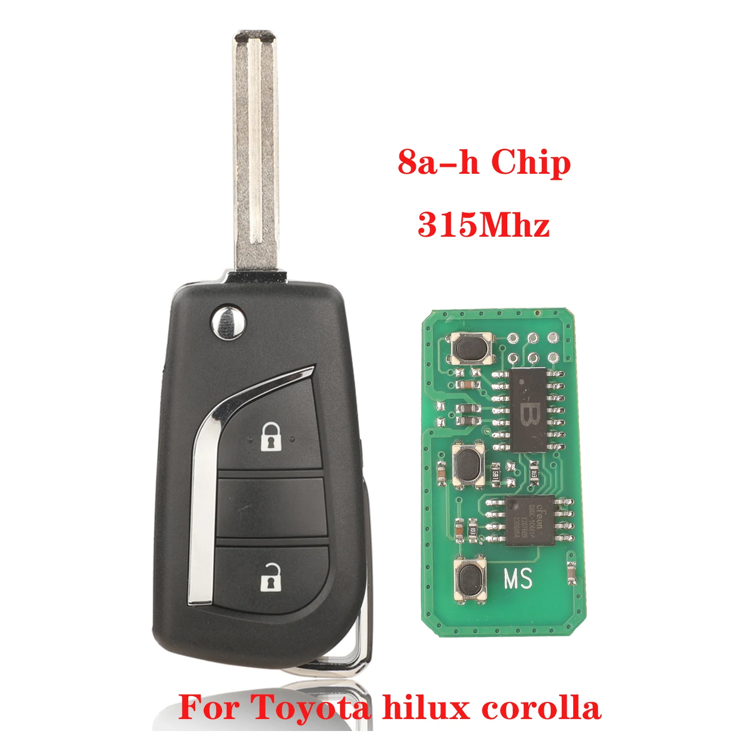 jingyuqin 315Mhz 8A/H Zdalny kluczyk samochodowy do Toyoty Hilux Corolla 2016-2018