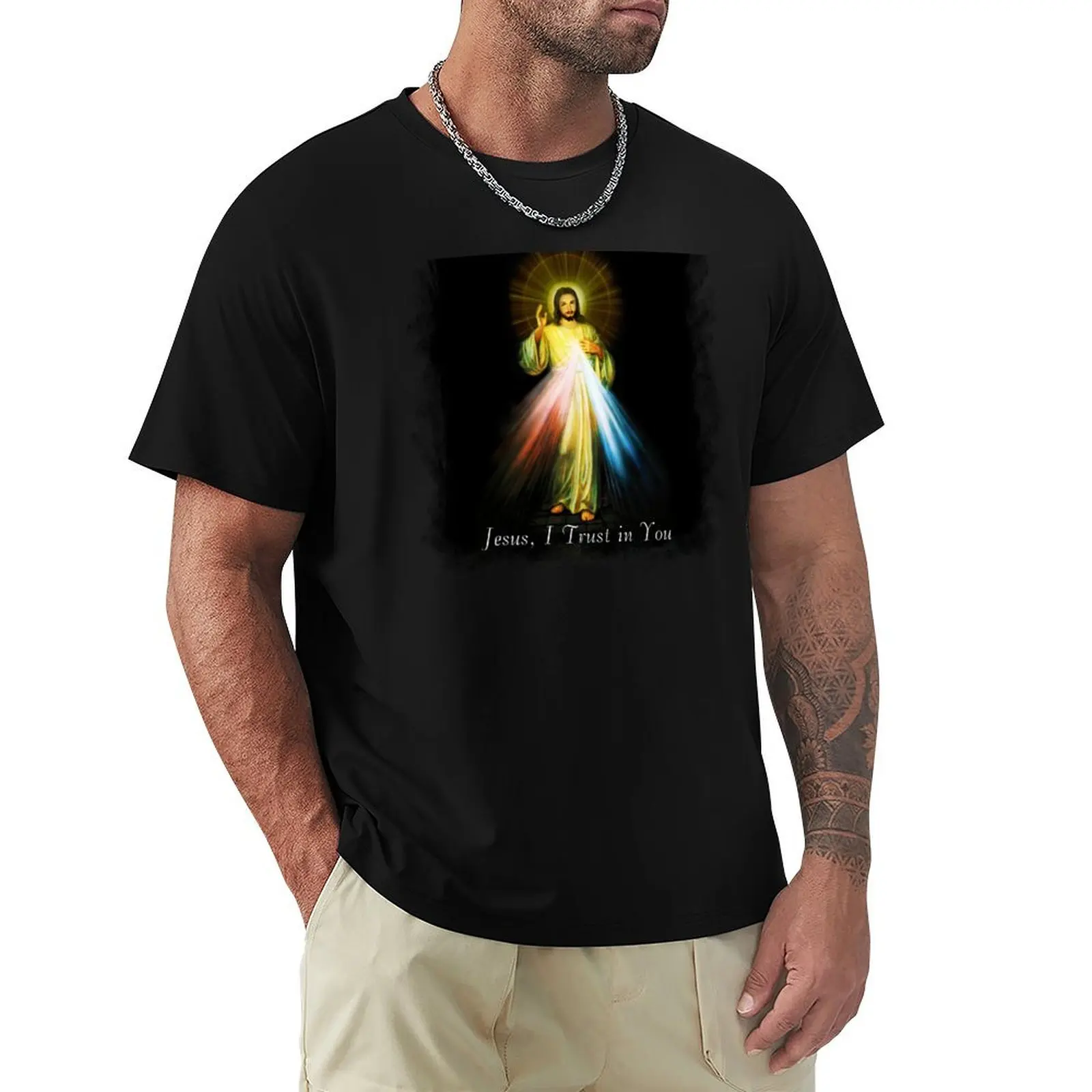 

Jesus Divine Mercy Faustina Sacred Heart Catholic T-Shirt Sports Basic Short Sleeve T-Shirt