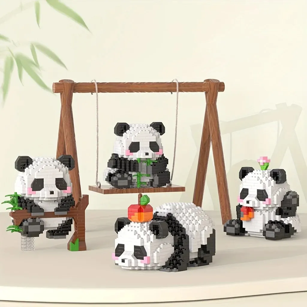 Cute and Creative Little Panda Building Blocks Toy, Animal Model, for Gift, for Decorations