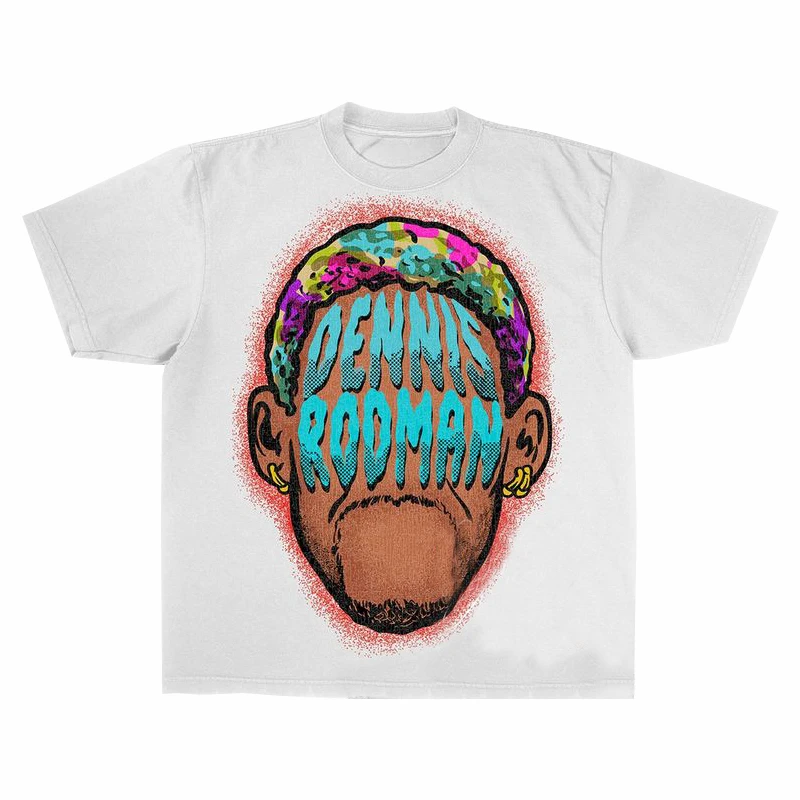 الصيف خمر دينيس رودمان الأمريكية خمر رودمان طباعة الرجال والنساء المتخصصة فضفاض الهيب هوب الشارع تي شيرتات قصيرة الاكمام #3