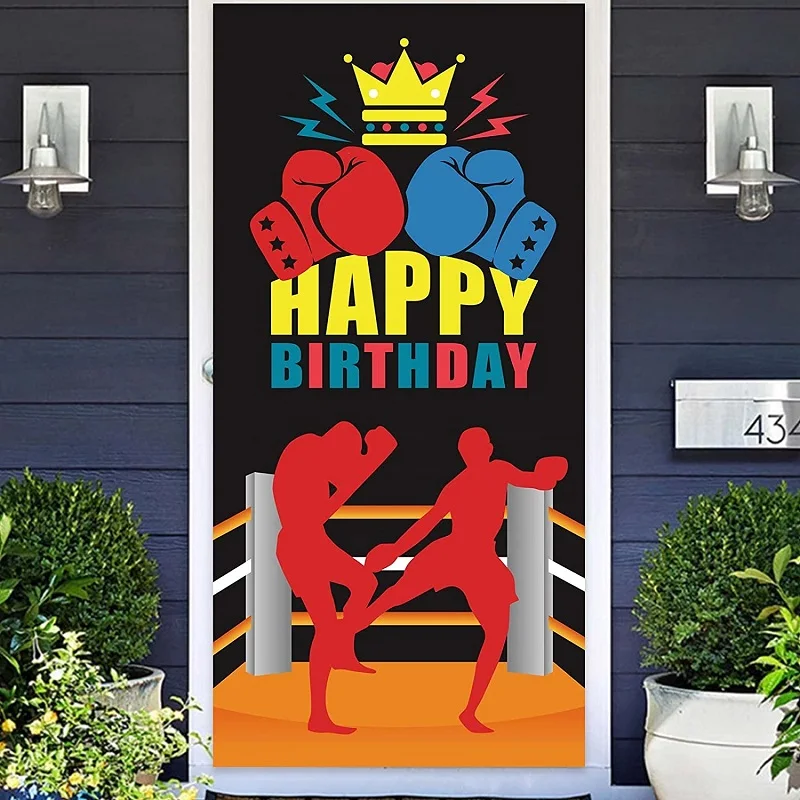 Photography Backdrop Match Sports Wrestle Fitness Boxing Glove Theme Gym Boy Man Birthday Party Supplies Background Decorations