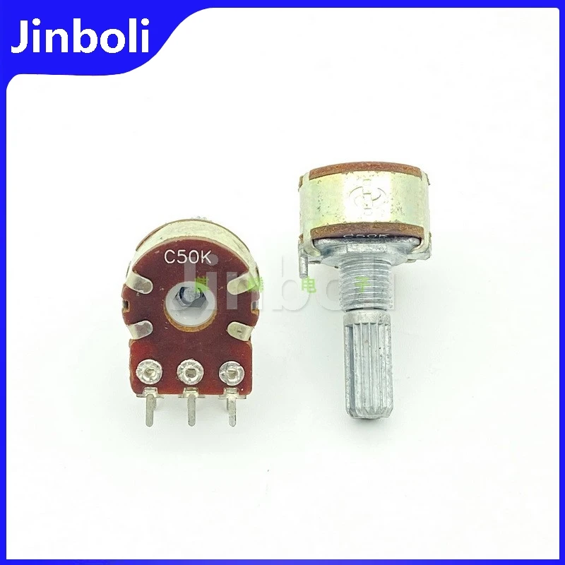 2PCS 16 Type C50K 6Pins Dual Power Amplifier Audio Volume Potentiometer Instrument Tone Control 20mm Shaft Length