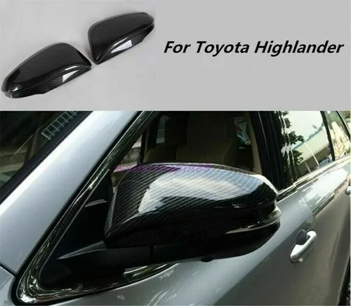 

For Toyota Highlander 2014-2019 Car Carbon Fiber ABS Rearview Mirror Cover Trim