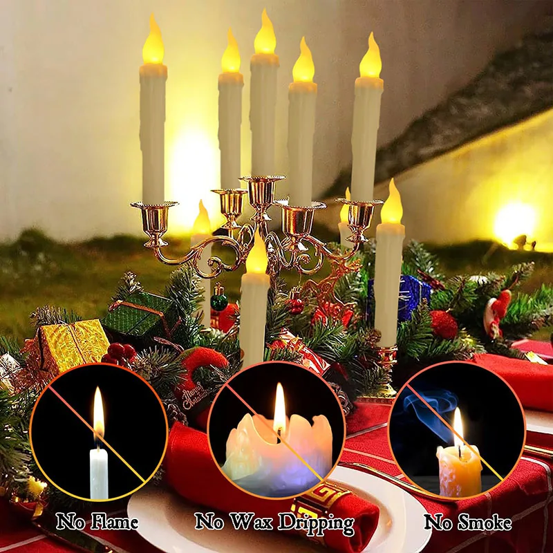 Velas flotantes con varita mágica, velas voladoras, velas Led navideñas, velas sin llama con Control remoto, decoración del hogar, 12-96 Uds.