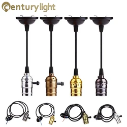 Vintage Edison E26 E27 Screw Bulb Aluminum Shell Base Lamp Bulb Holder Pendant Lighting Socket 110V 220V Ceiling Light  Cable