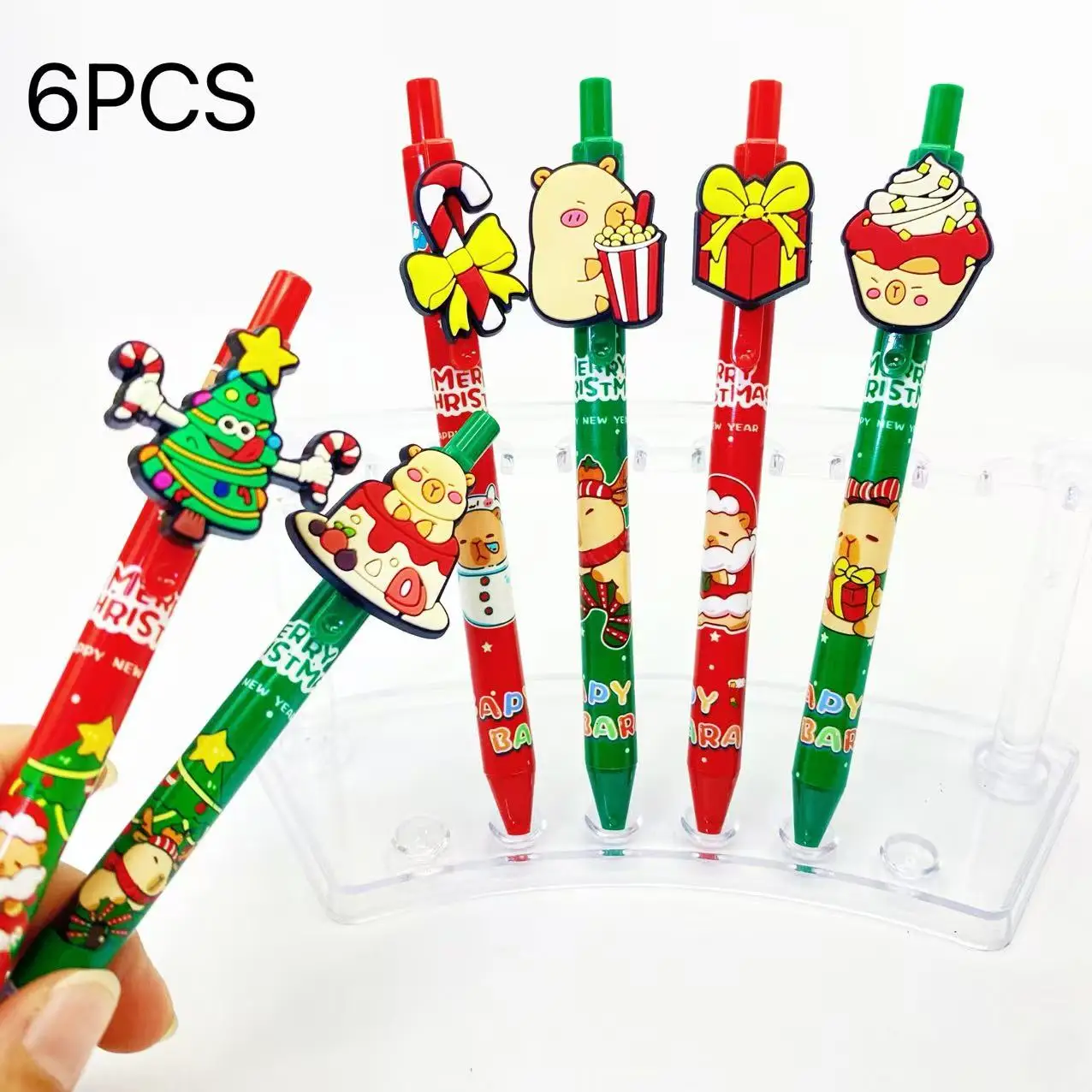 

6PCS Christmas Hamster Series Set Ballpoint Pens Student Writing Pens Marker Pens Practical Christmas Gifts for Students