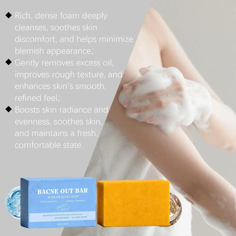 2026 NEW Back Acne Healing Soap Bar With Turmeric Vitamin C Bacne Out Bar Gentle & Effective Cleanse For Back Body