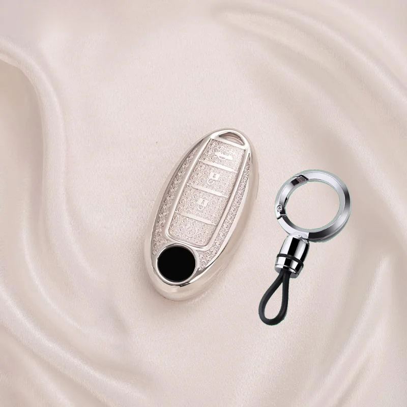 White Diamond Pattern TPU for Nissan Leaf Micra Qashqai J11 J10 X Trail T32 Versa Note Patrol Remote Car Key Case Cover Keychain - view 4