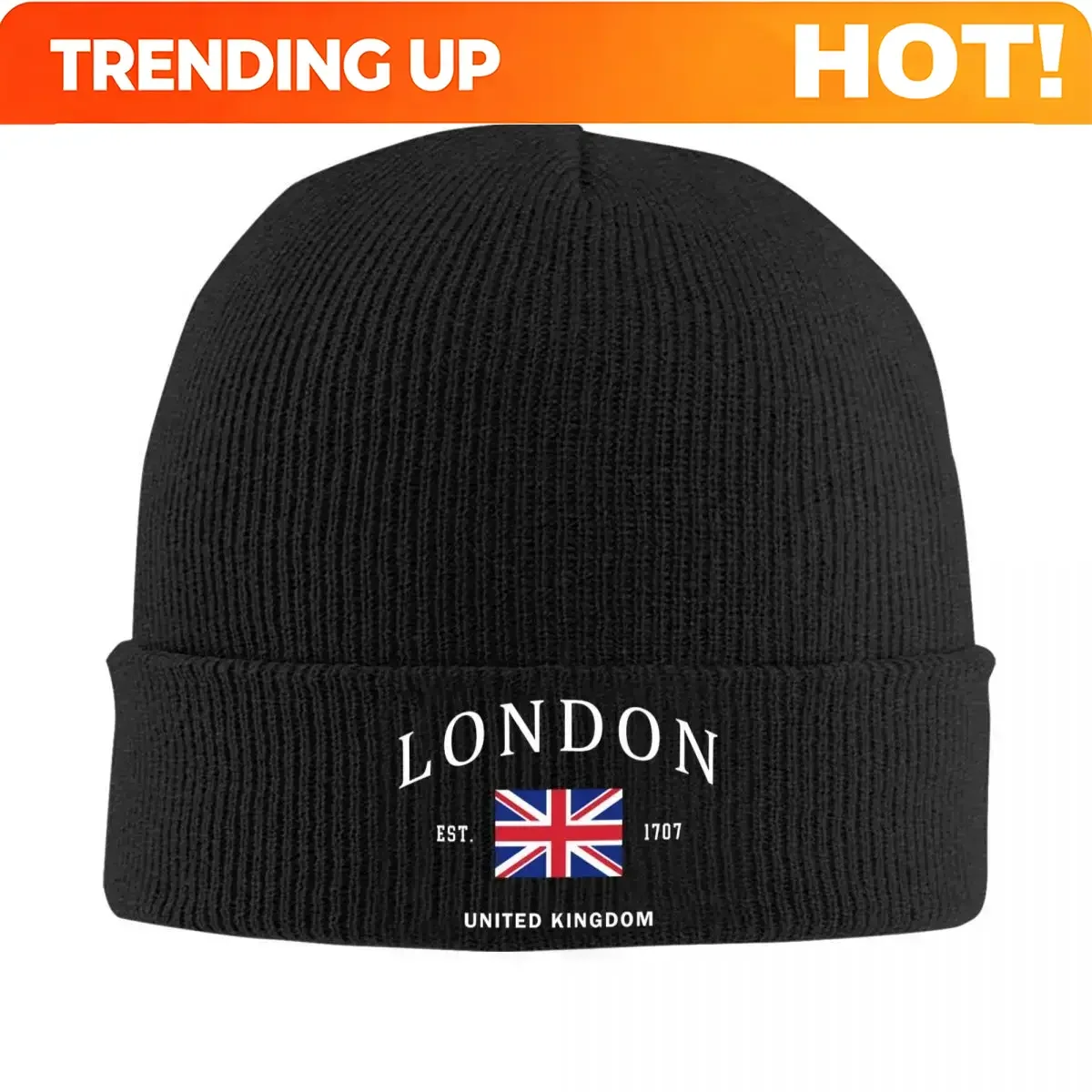 Customization London British Flag Skullies Beanies Caps Winter Warm Knitted Hat Adult United Kingdom Pride Patriotic Bonnet Hats