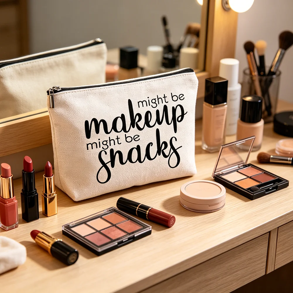 Might Be Makeup Might Be Snacks Funny Makeup Bag Cute Birthday Gift for Best Friends Sister Daughter or Mom 16th 18th 21st 30th